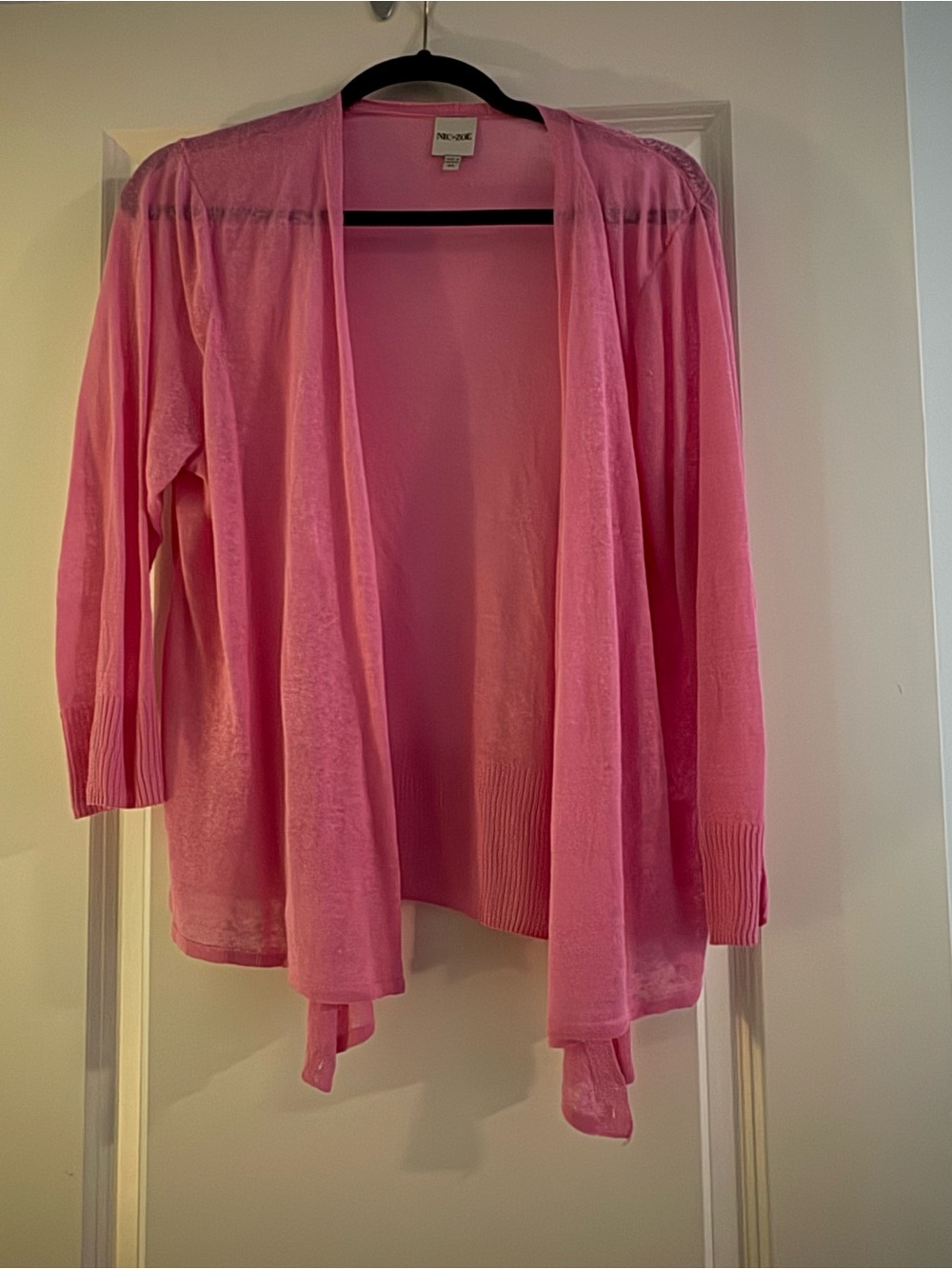 NIC+ZOE Pink Open-Front Draped Cardigan